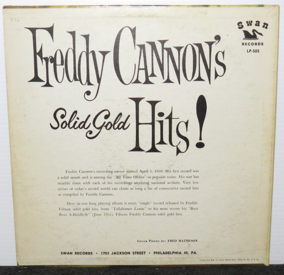 FREDDY CANNON SOLID GOLD HITS (VG) LP-505 LP VINYL RECORD