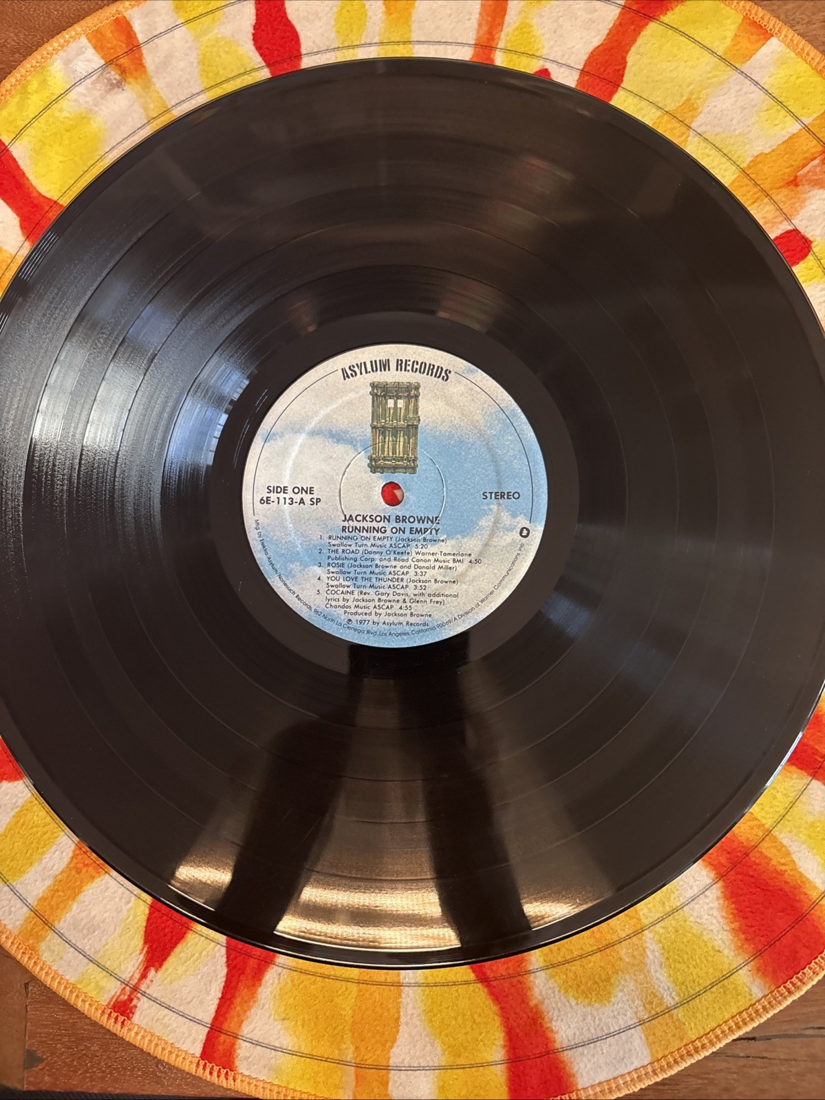 Jackson Browne Running on Empty Asylum 6E-113 1977 LP 33 RPM 12″ Vinyl