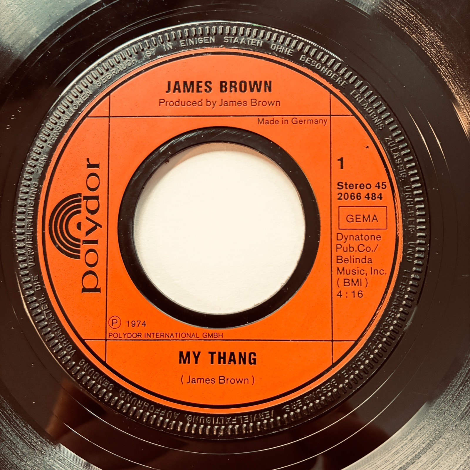 James Brown – My Thang / People Get Up – 1974 Polydor Germany – 7″ 45 VG+