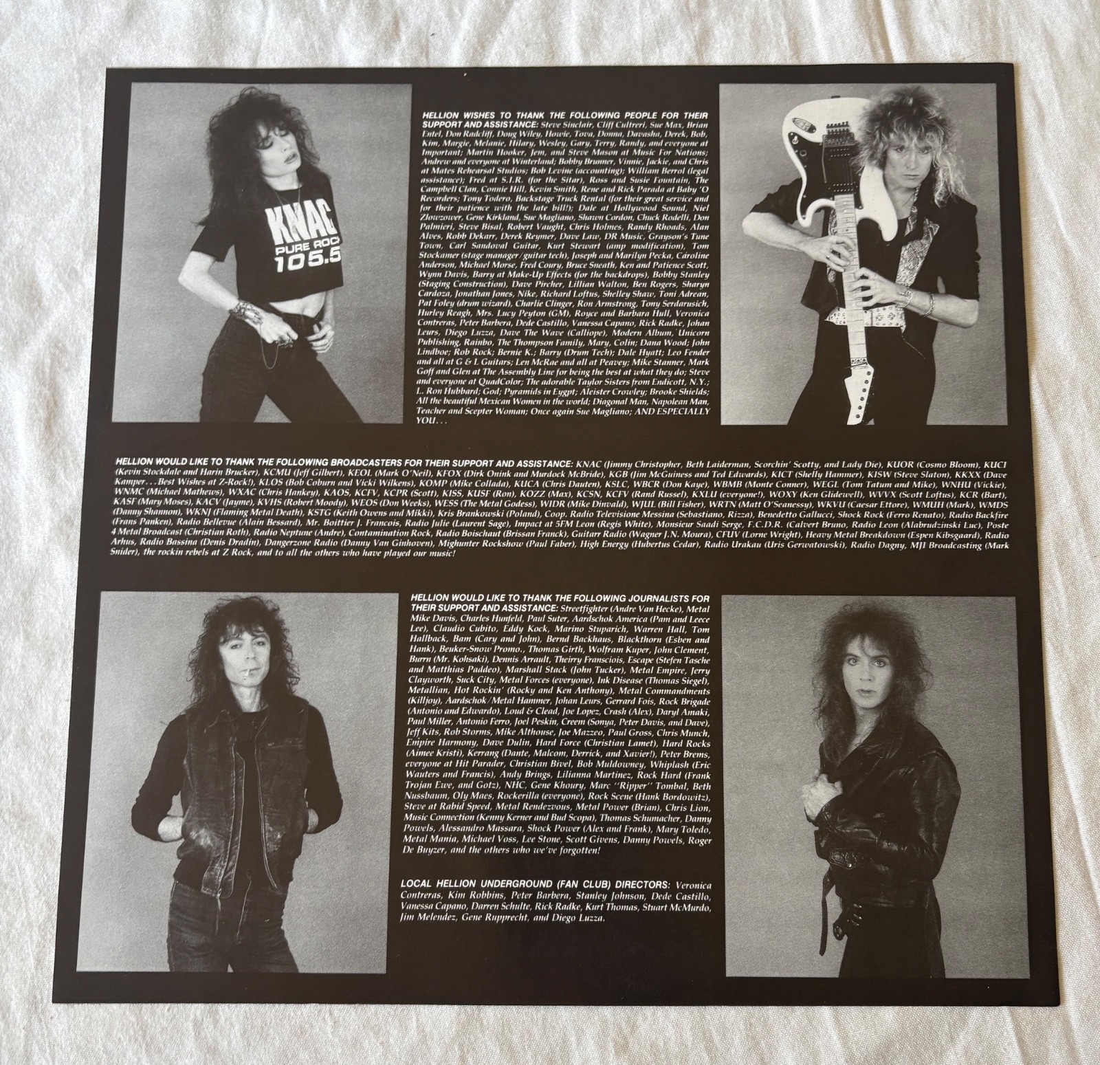 RARE METAL Hellion – Screams In The Night LP Insert (VG++) [Ltd Ed Clear Vinyl]