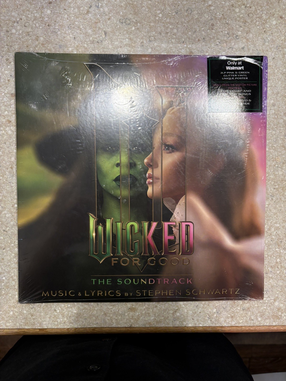 WICKED FOR GOOD SOUNDTRACK 2 LP PINK & GREEN GLITTER VINYL + POSTER WALMART EXCL