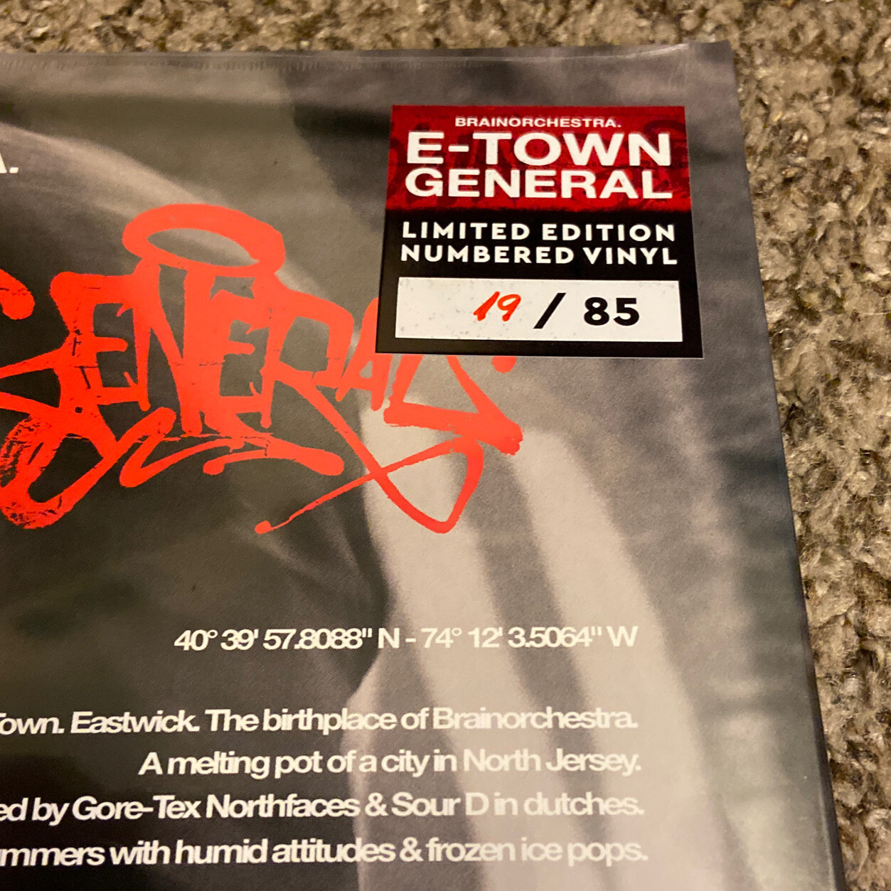brainorchestra E-Town General LP Red + Black Puddle #19/85 Graffiti Cover SEALED