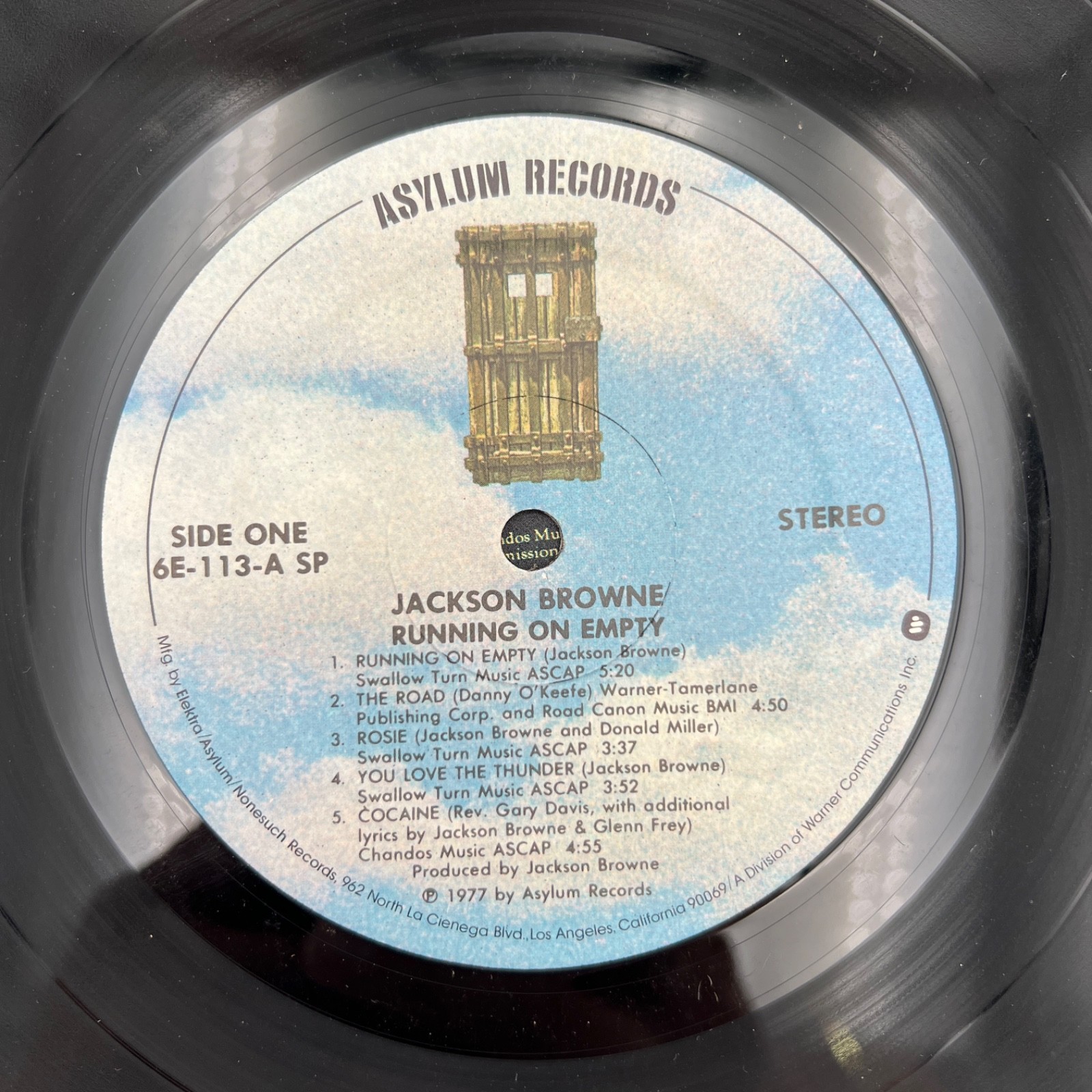 Jackson Browne – Running on Empty LP 1977 Asylum 6E-113 SP Vinyl + Inner Sleeve