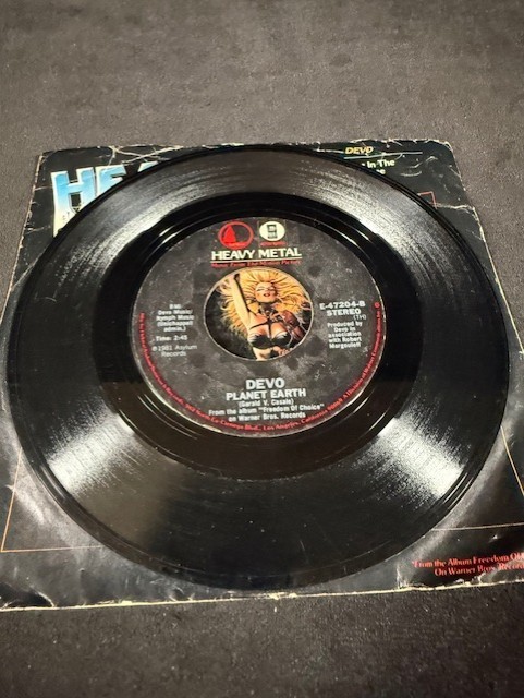 DEVO ~ Heavy Metal ~ Working in the Coal Mine/Planet Earth 7″ 45 w P/S G+/G+