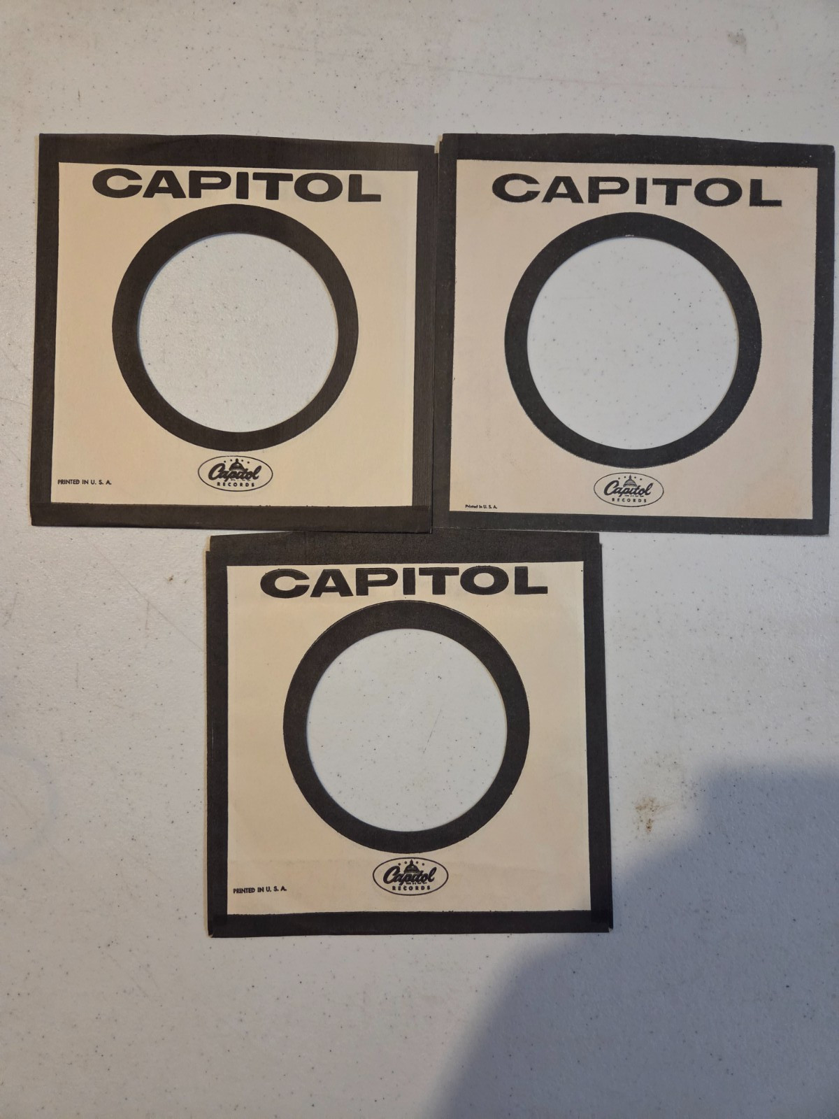 CAPITOL RECORDS (3) original company record sleeves in nice shape