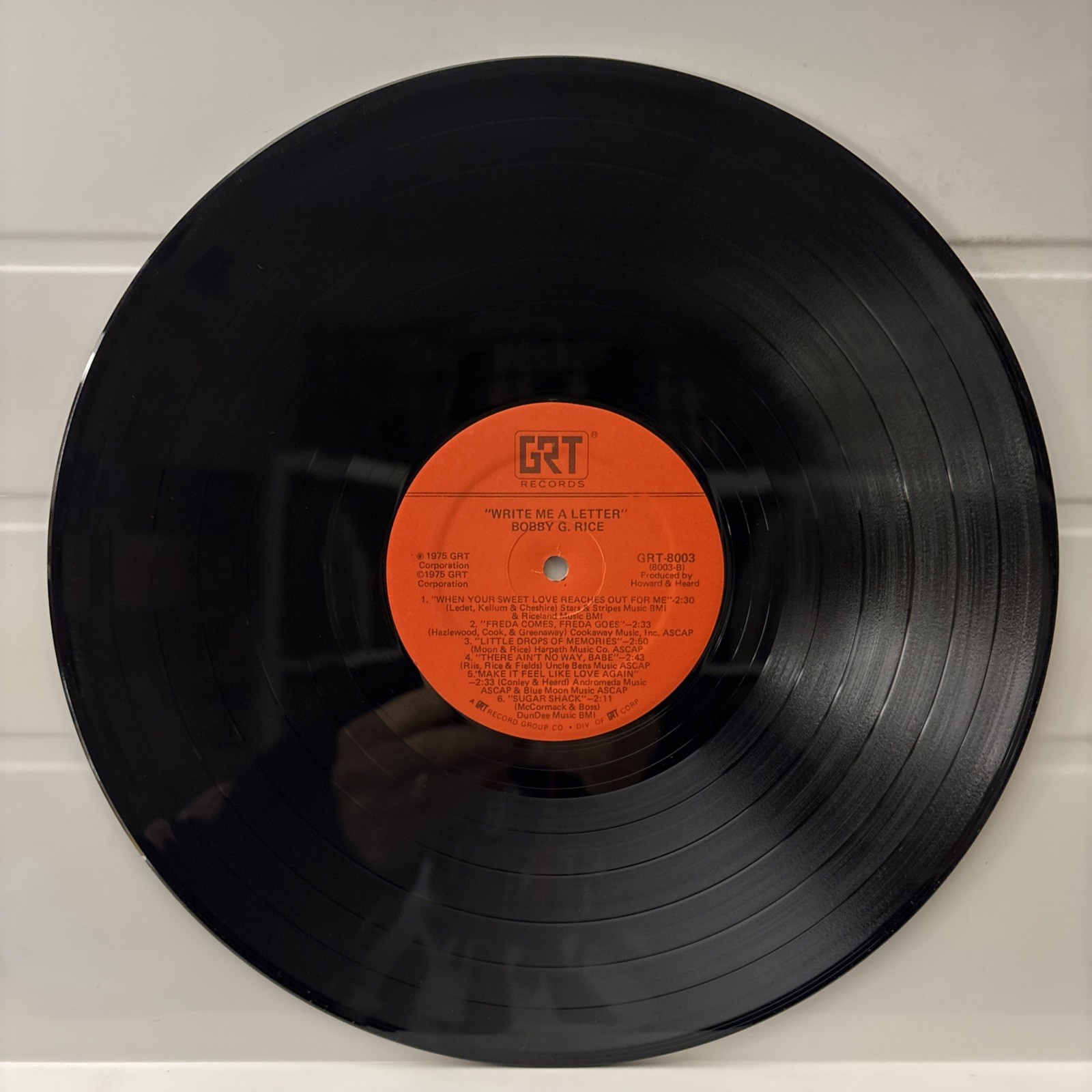 Bobby G. Rice – Write Me A Letter – 1975 Vinyl LP – EX/VG