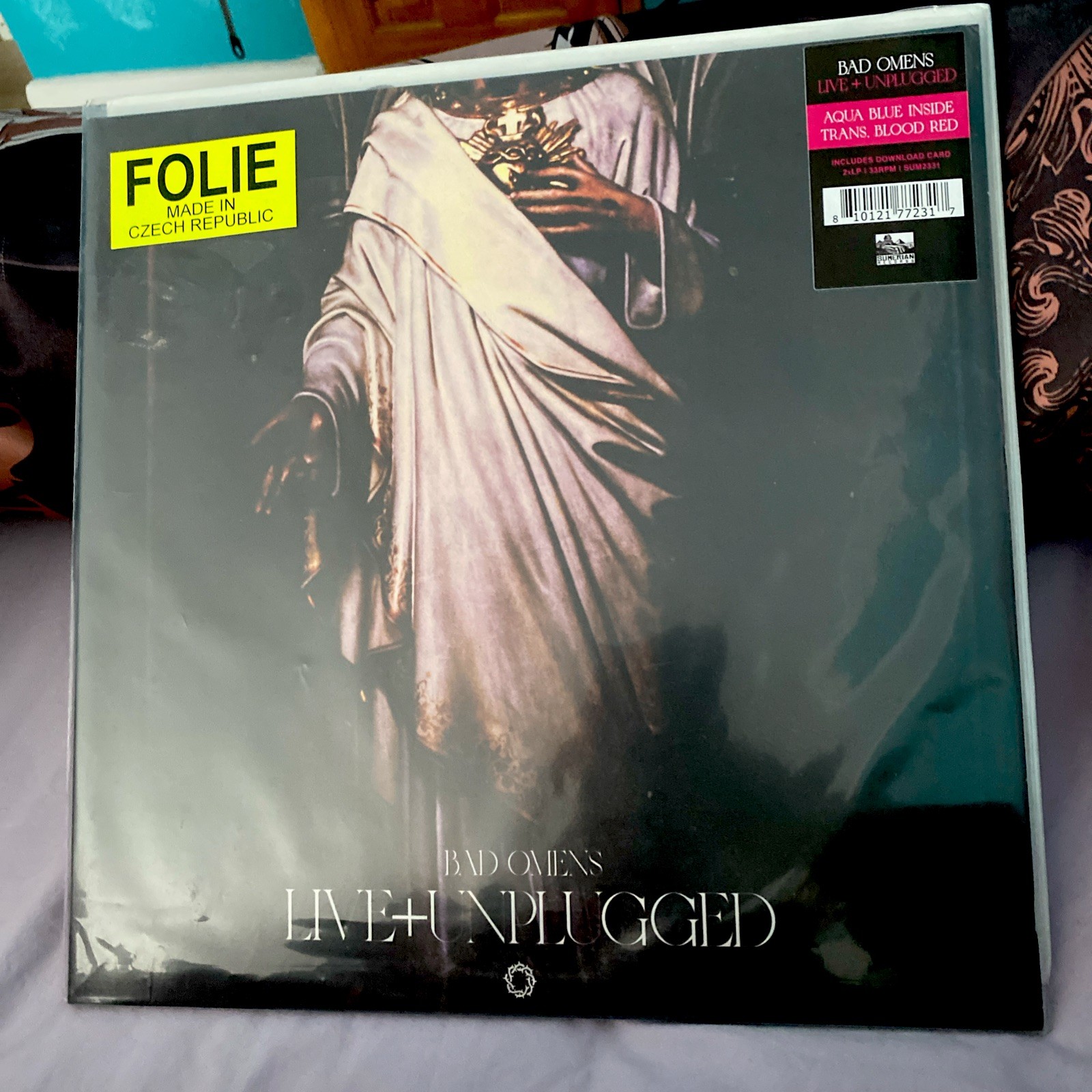 Bad Omens Live & Unplugged Vinyl Record AQUA BLUE INSIDE TRANS. BLOOD RED