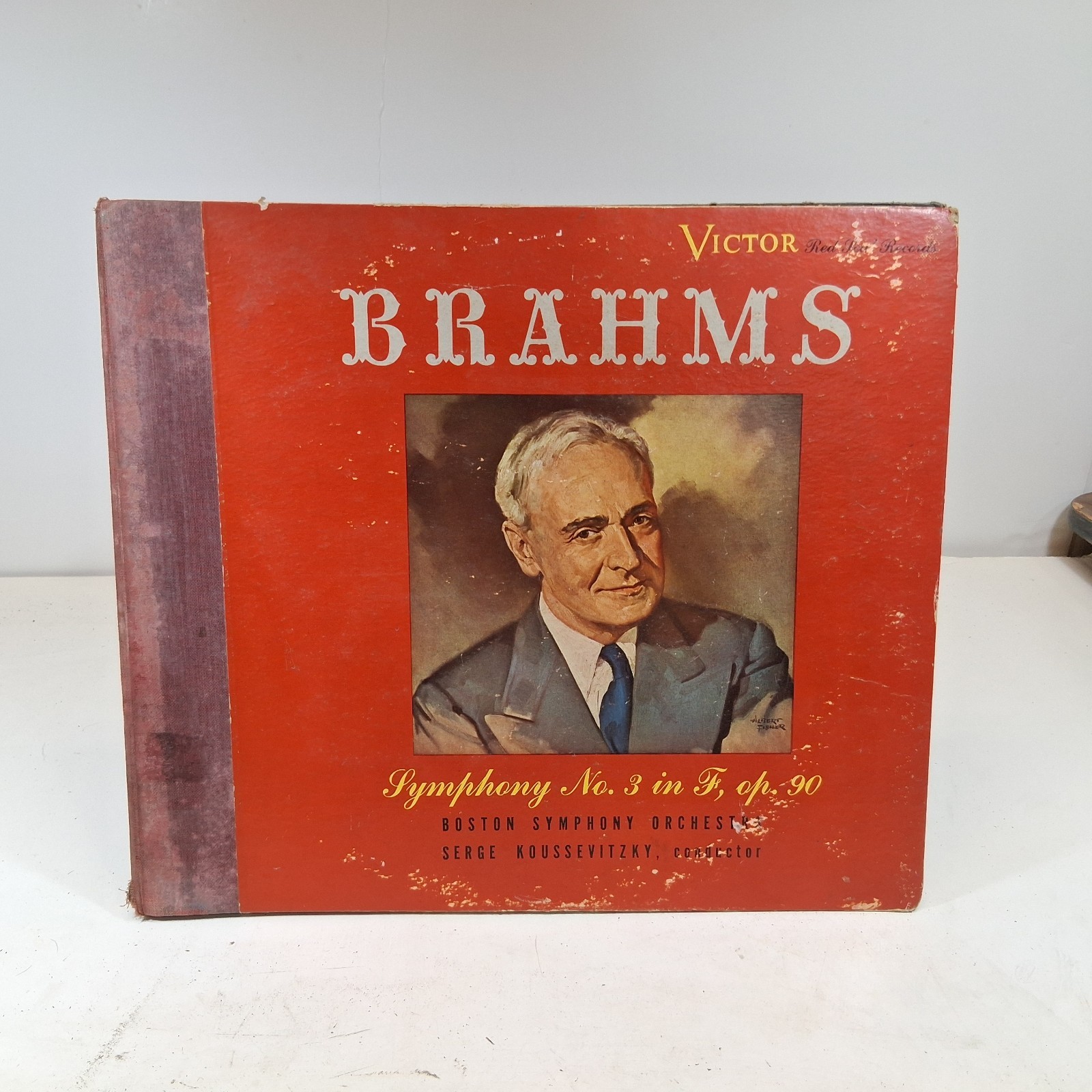 Brahms Symphony No 3 In F, Op.90 Record Vinyl 78RPM 12″ LP DM1007 Koussevitzky