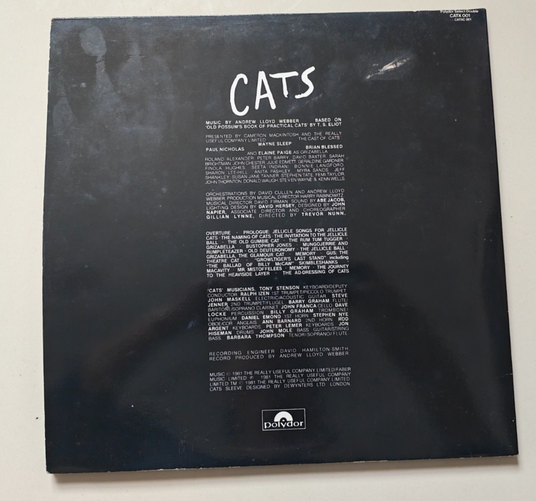 Cats Andrew Lloyd Webber Musical Double LP 1981 Vinyl Record Polydor CATX 001