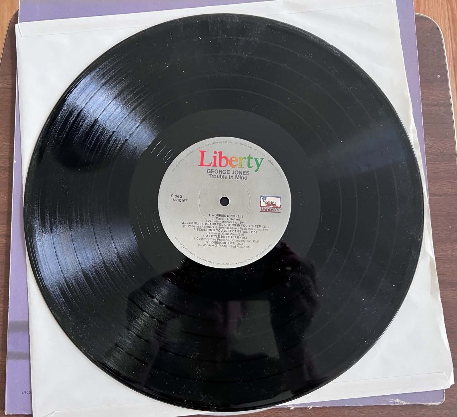 George Jones “Trouble In Mind” LP/Liberty LN-10167 Reissue 1982