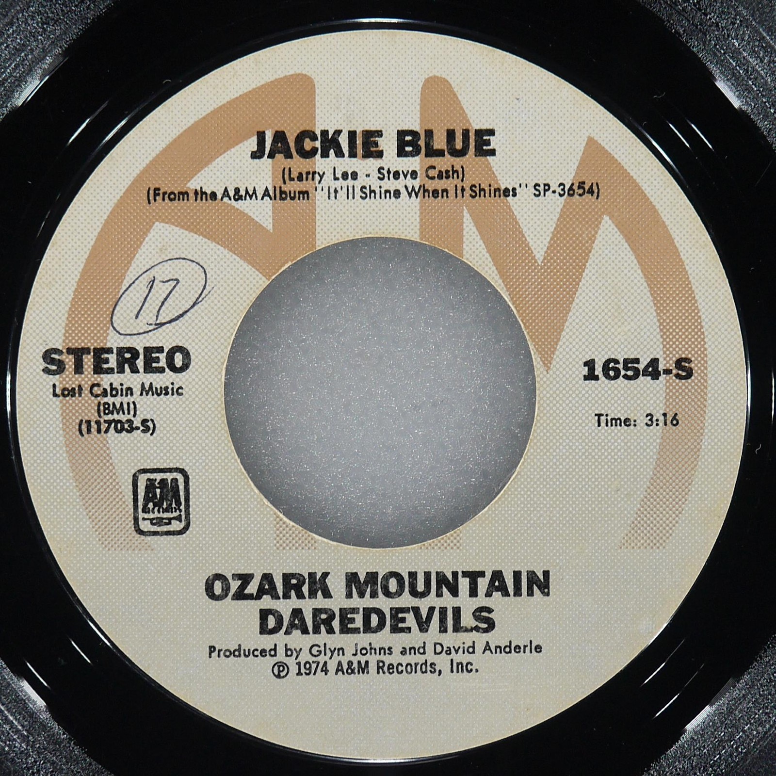 OZARK MOUNTAIN DAREDEVILS Jackie Blue / Better Days A&M 1654-S VG+ 45 1975 7″