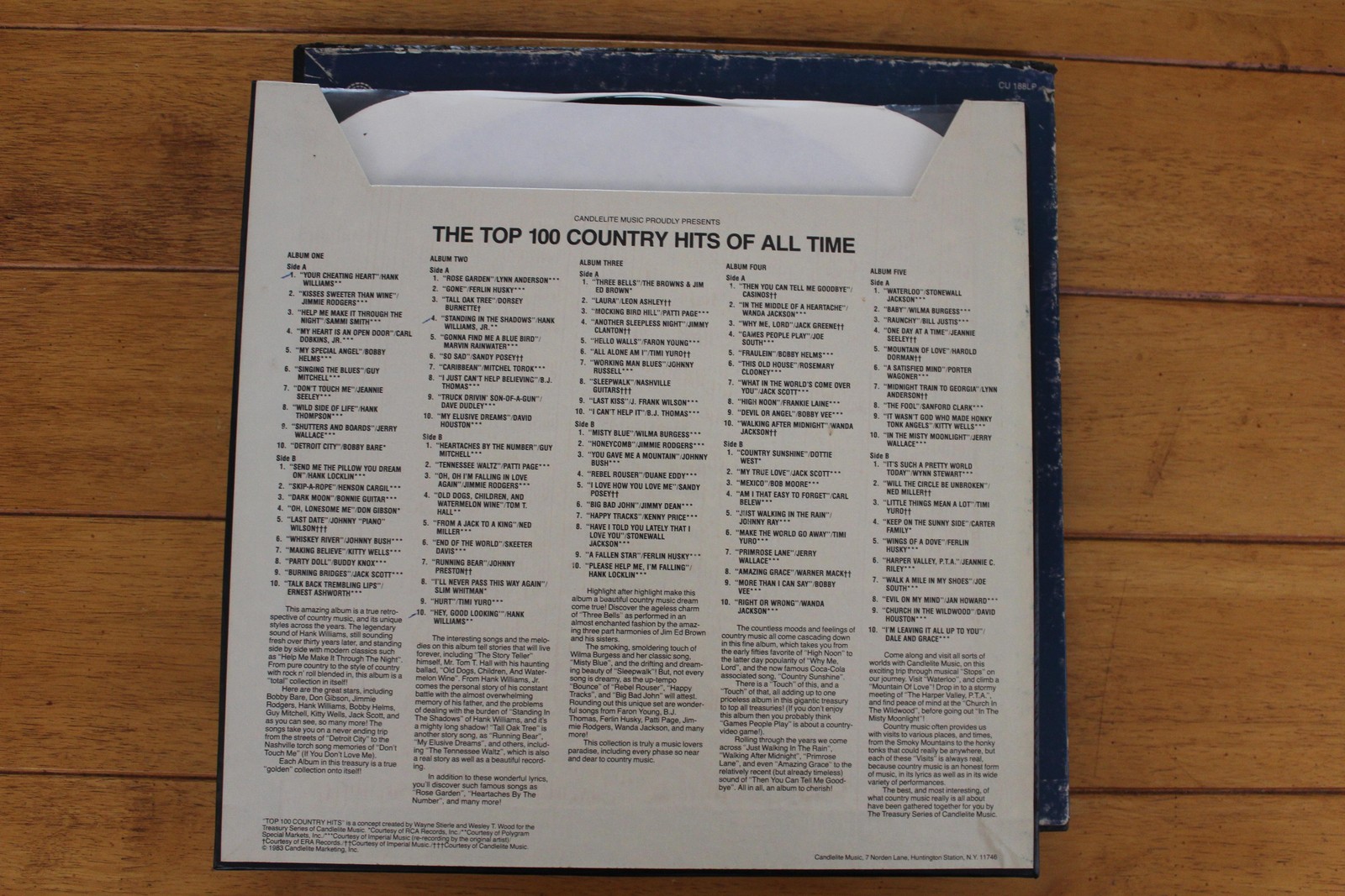 Vintage Top 100 Country Hits Of All Time 5LP Blue 12″ Box Set Candlelite