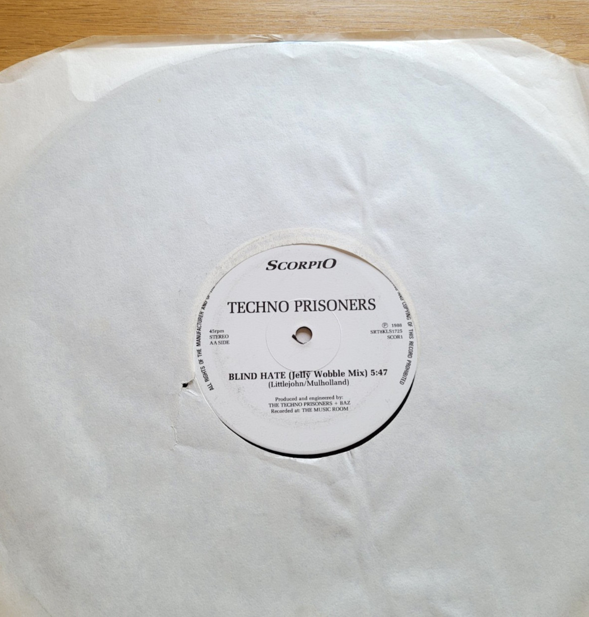 Techno Prisoners – Blind Hate 12″ Vinyl Record Old Acid House, Techno 1988