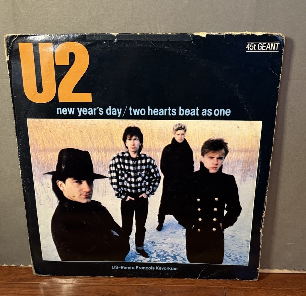 U2 New Year’s Day/Two Hearts Beat as One Vinyl 12″ Single Island IMPORT 45