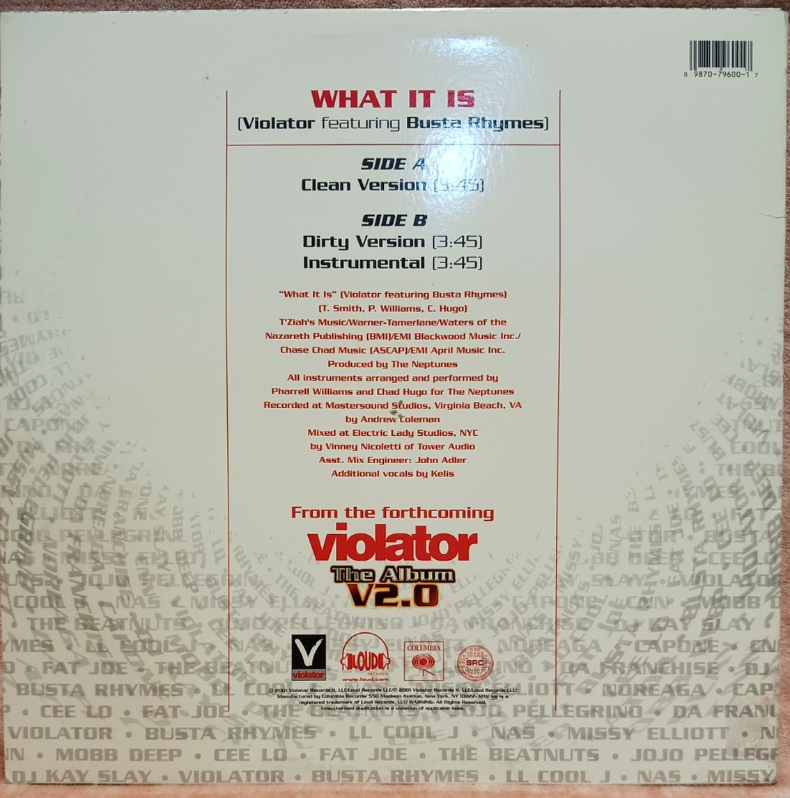 Violator Featuring Busta Rhymes What It Is 12″ vinyl 2001 44-79600
