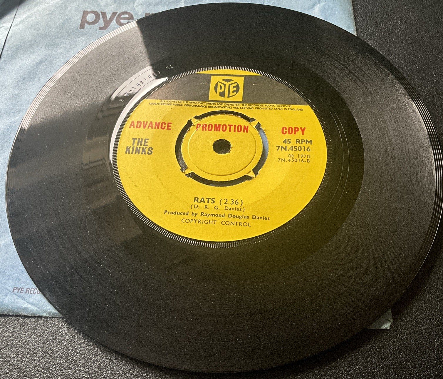 The Kinks ‘Apeman’ 7” PROMO single Pye Records UK 7N. 45016 1970 Rare