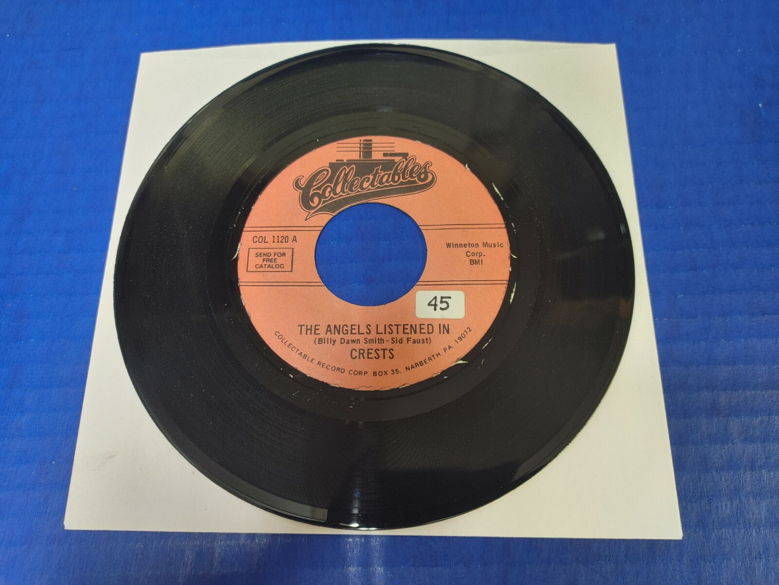 Doo-Wop 45 The Crests – The Angels Listened In /I Thank The Moon – EX VINYL