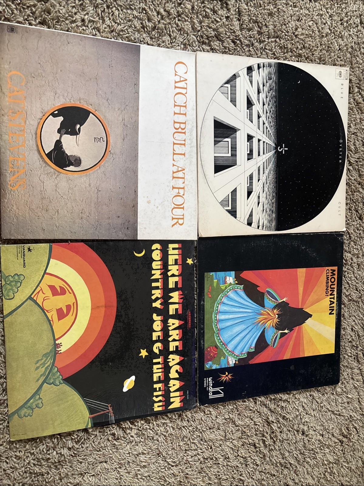 4 Classic rock albums Blue oyster, Windfall, Cat Stevens, Country Joe & The Fish