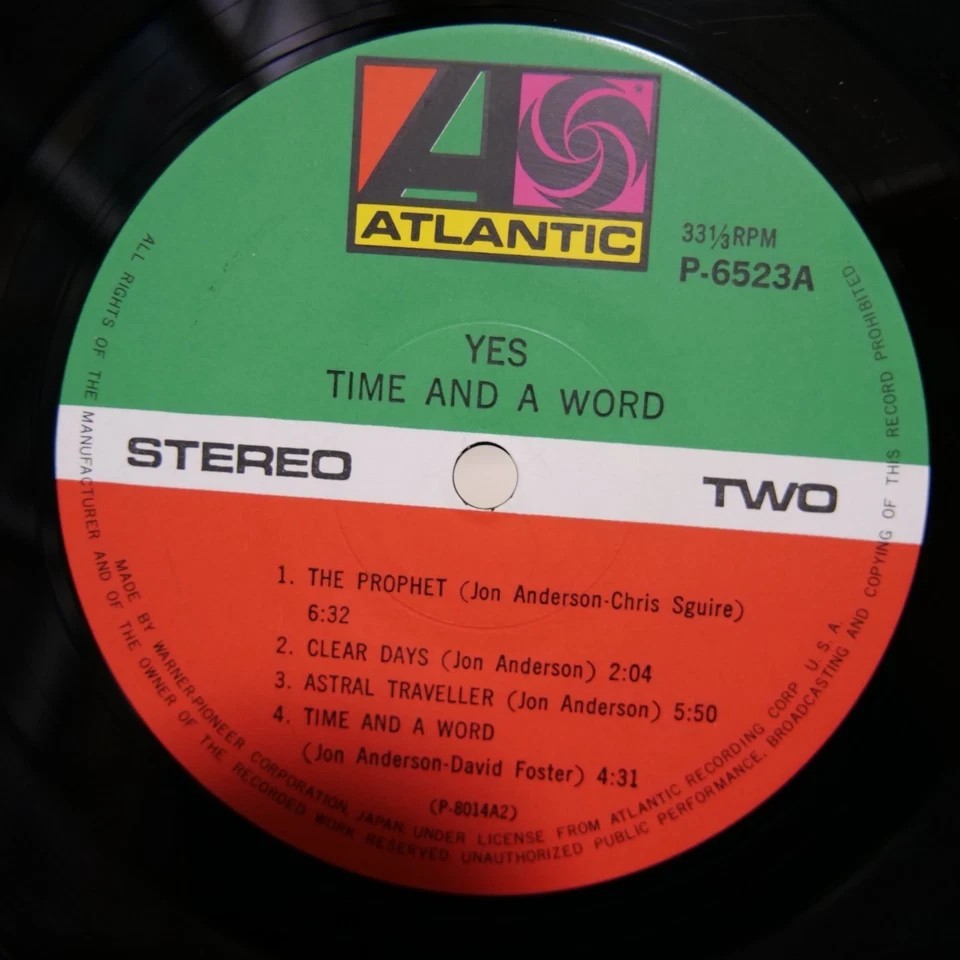 YES / TIME AND A WORD JAPAN ISSUE LP W/OBI, INSERT
