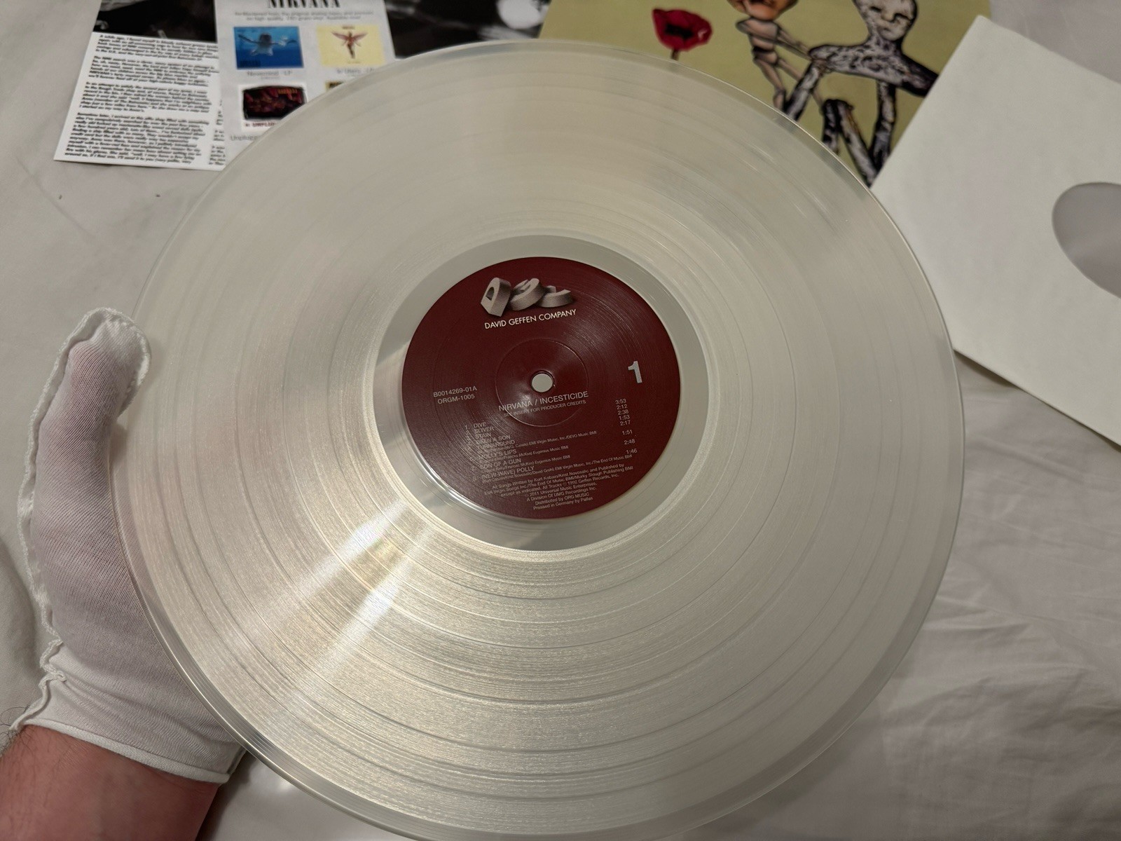 Nirvana Incesticide Clear Vinyl LP 2011 ORG Music Pallas Press ORGM-1005 VG+