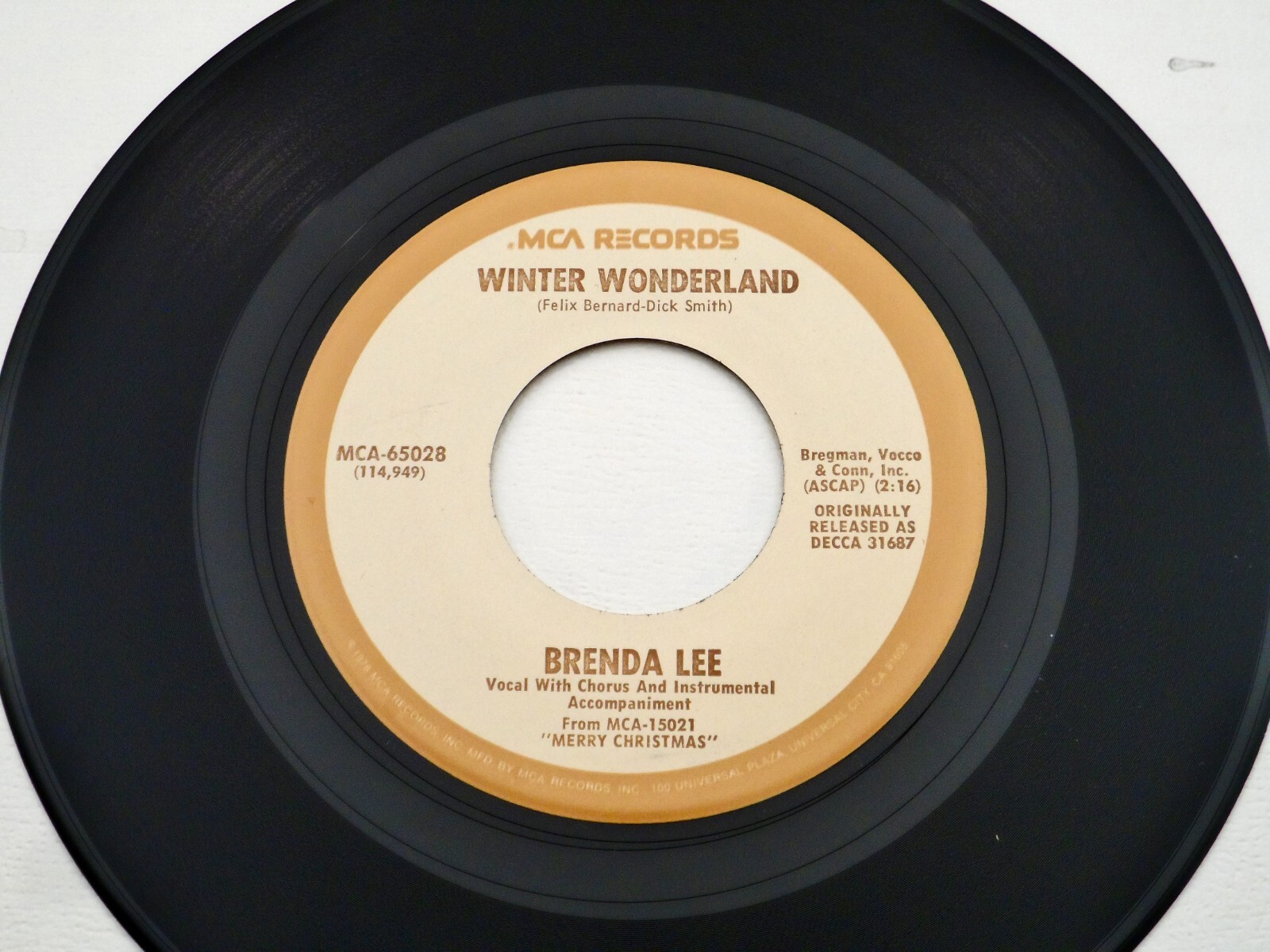 Brenda Lee ♫ Winter Wonderland / Jingle Bell Rock ♫ MCA 7″ Vinyl Single 🎅