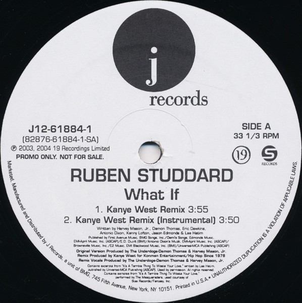 Ruben Studdard – What If (Kanye West Remix) – 12″ Vinyl PROMO – ABXF EX/CARD