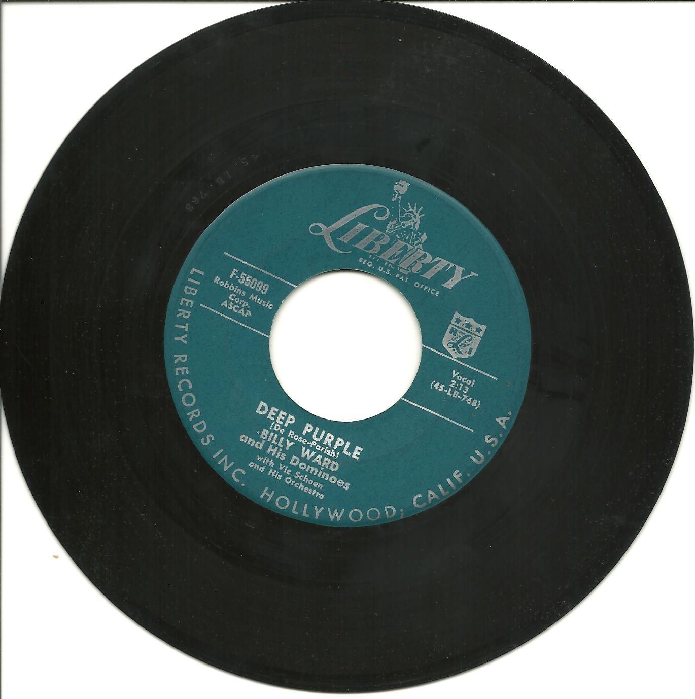Billy Ward & the Dominoes-Deep Purple-45 RPM-R&B-vinyl-record-Liberty F-55099-EX