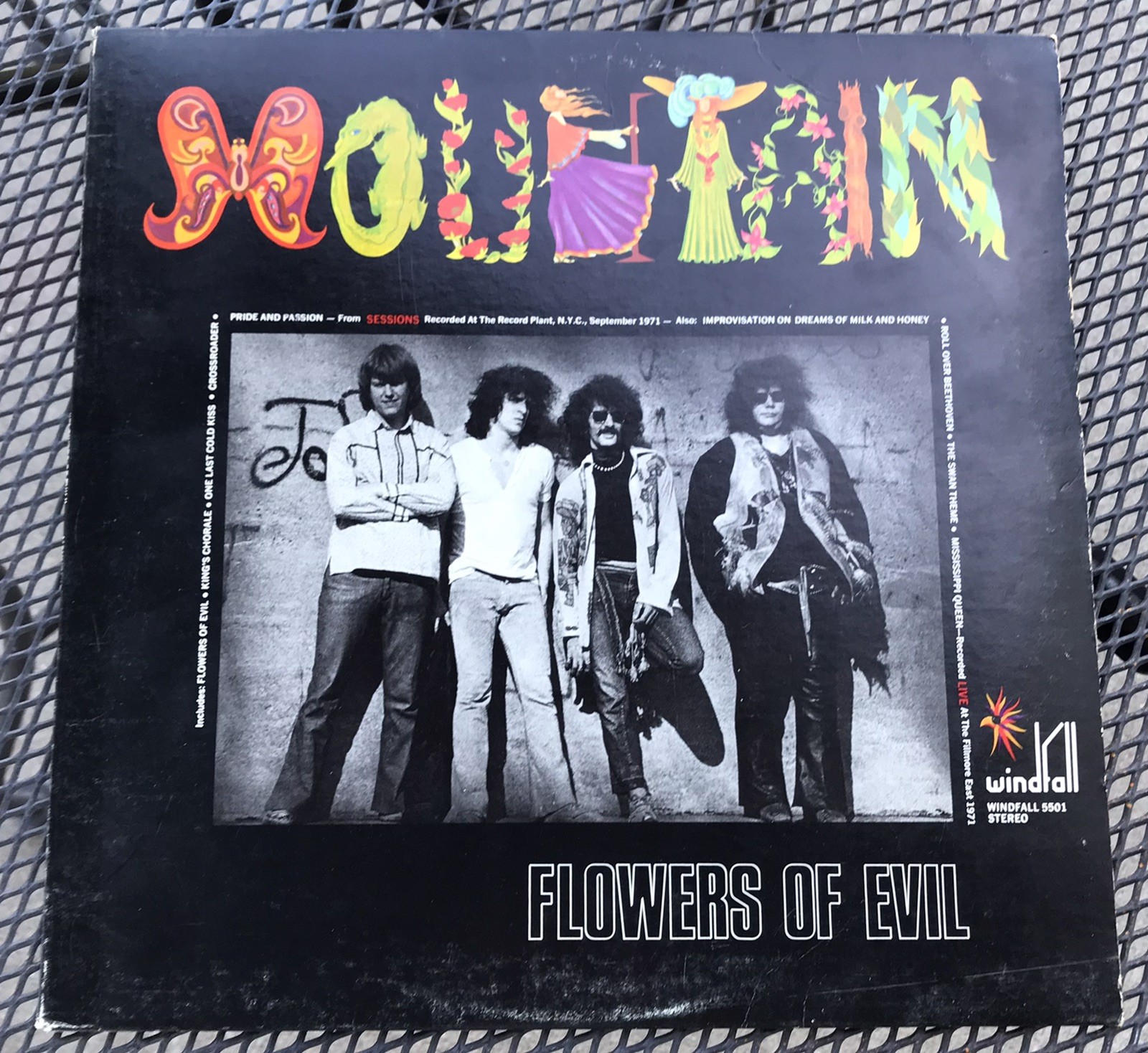 Mountain – Flowers of Evil 1971 Vinyl Record – WINDFALL 5501 – Windfall – VG+