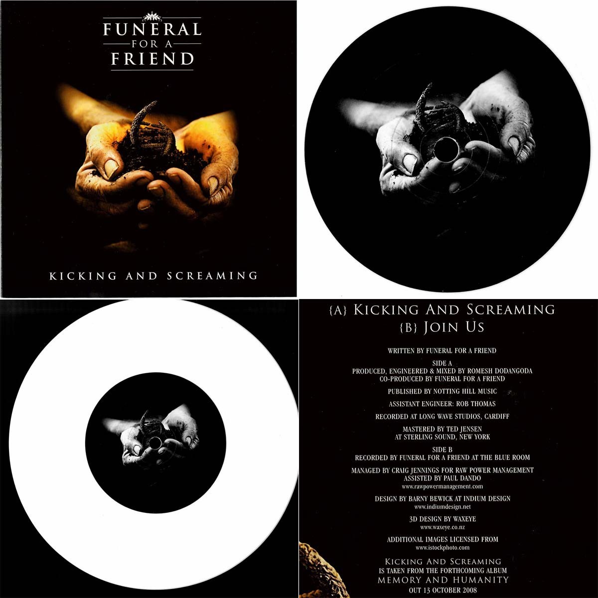 FUNERAL FOR A FRIEND Kicking And Screaming UK 2008 WHITE VINYL Join Us🟢EX+/MINT