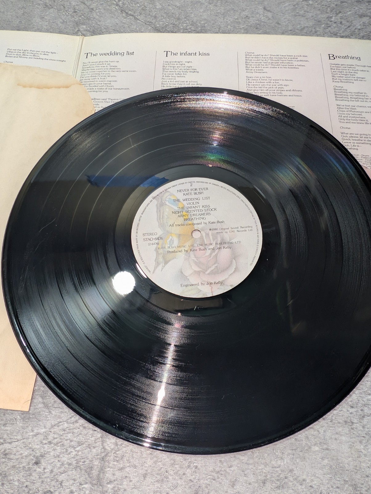 LP KATE BUSH “NEVER FOR EVER” 1980 HARVEST STAO-6476 ORIGINAL CANADA PRESS