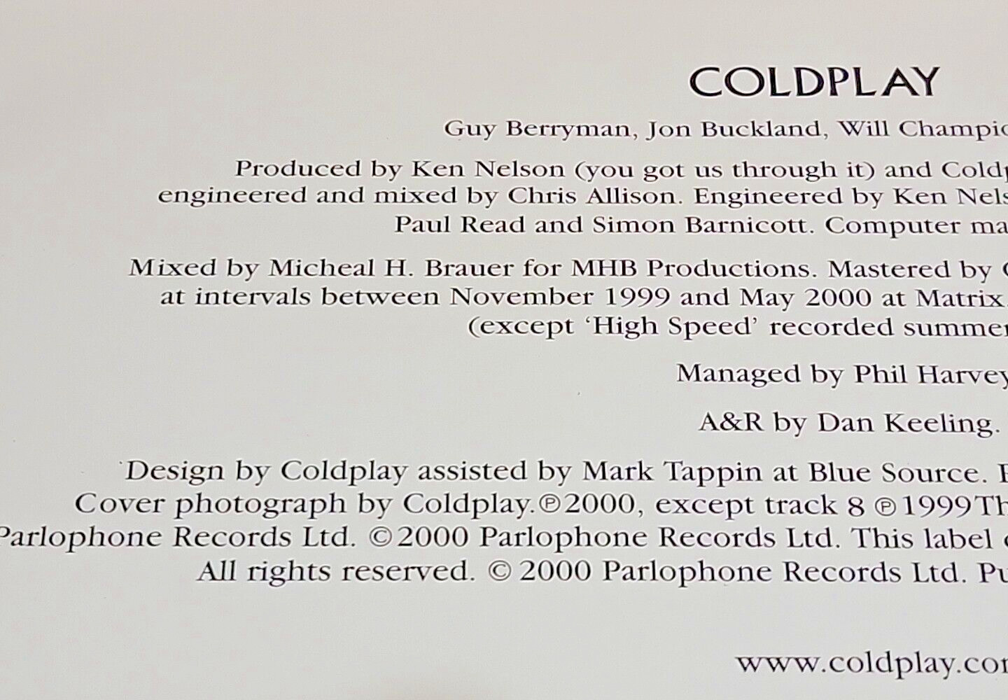 Coldplay Parachutes – LP 2000 Parlophone Records Vinyl Limited Edition – READ