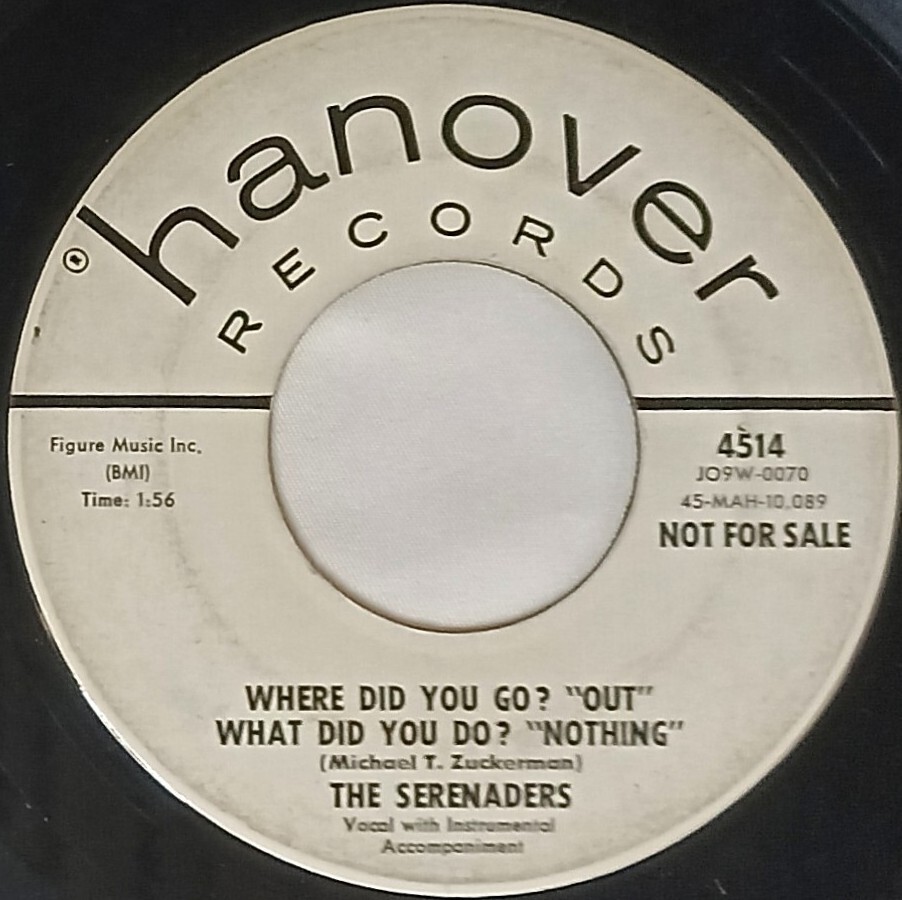 50s DOO WOP 45 The Serenaders ALASKA 1959 Hanover VG