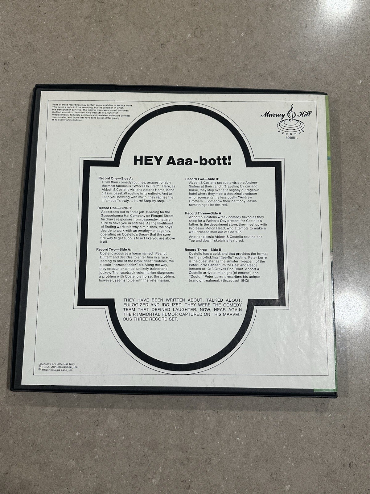 ABBOTT & COSTELLO-3 LP BOX SET-Comedy Vinyl “Hey Aaa-Bott!”-Murray Hill Records
