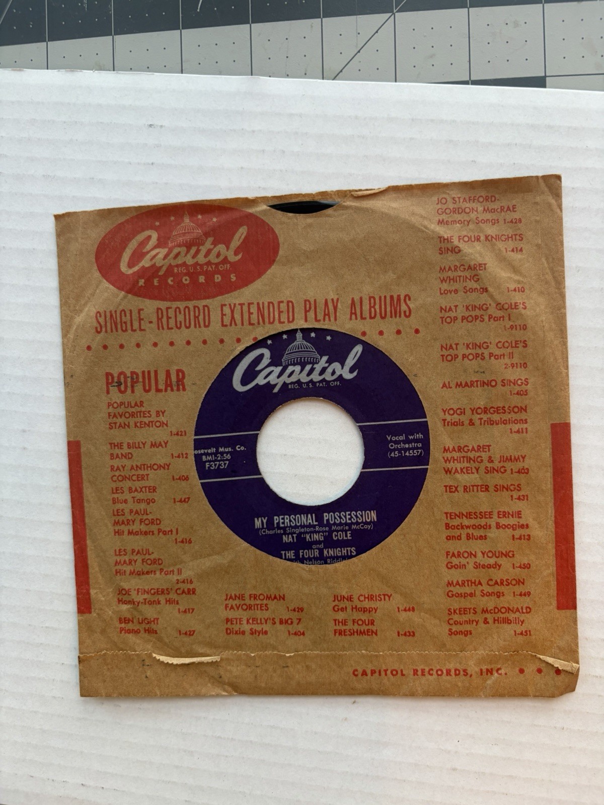 Nat King Cole Send for Me / My Personal Possession Capitol 45 F3737