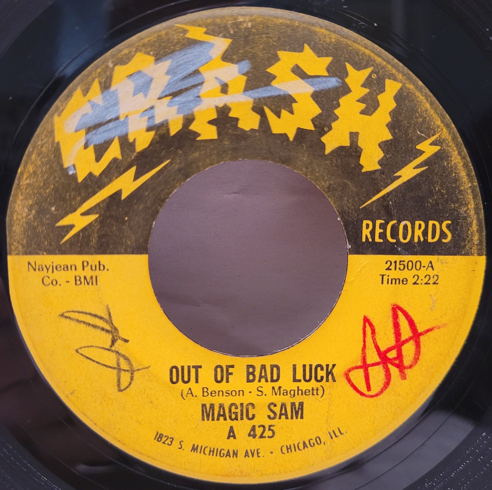 HEAR👂Magic Sam Out Of Bad Luck She Belongs To Me Crash Rare Soul Blues 7″ 45