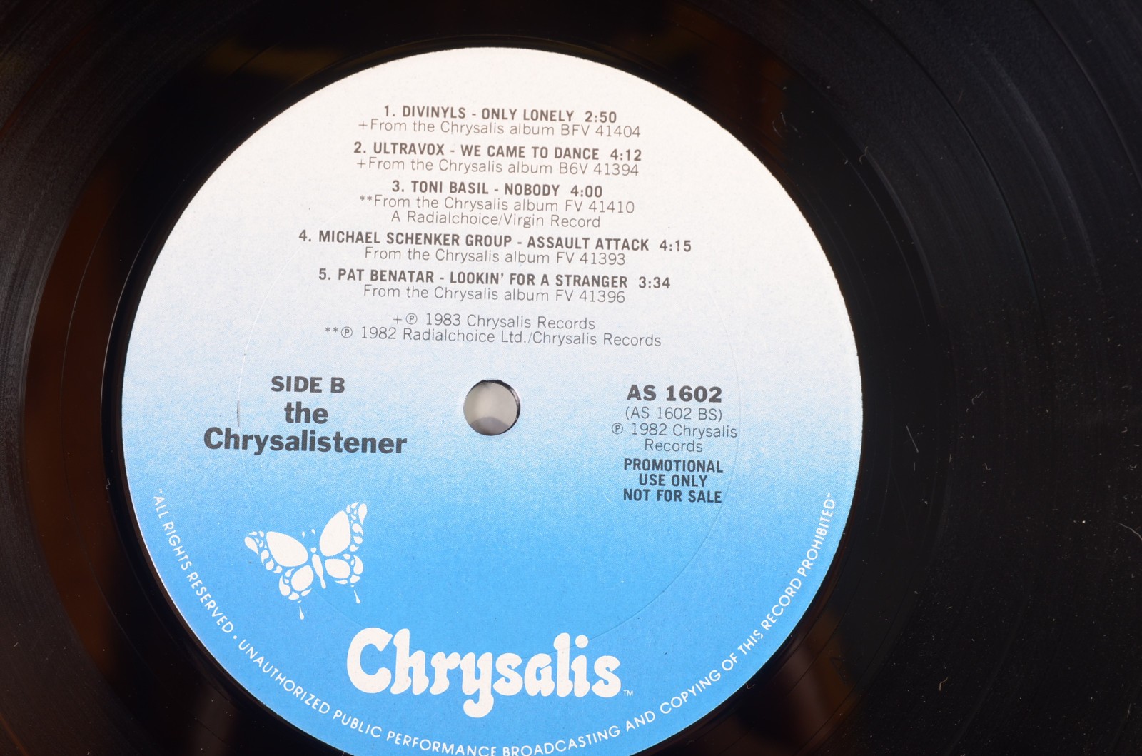 Chrysalis Chrysalistener Compilation Album Promo Lp Ultravox Pat Benitar Divinyl