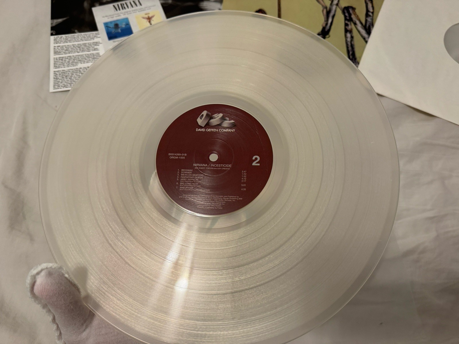 Nirvana Incesticide Clear Vinyl LP 2011 ORG Music Pallas Press ORGM-1005 VG+