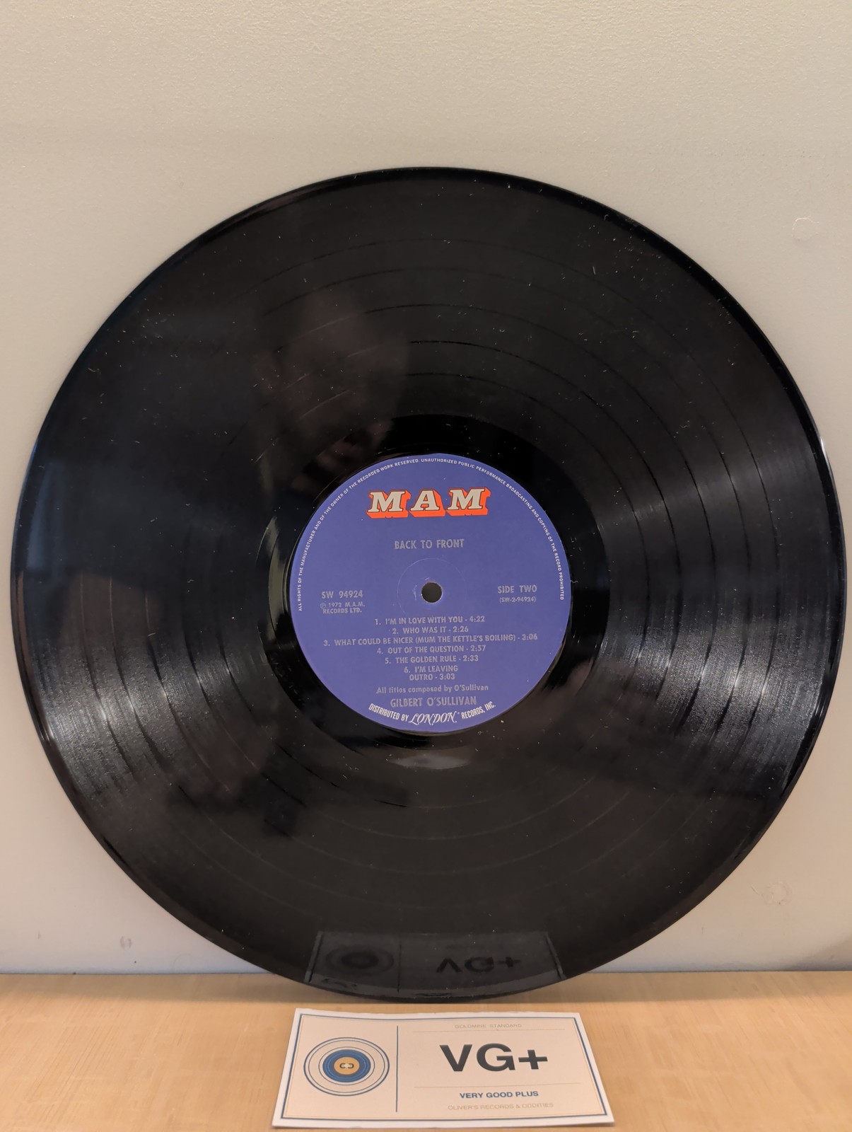 Gilbert O’Sullivan | Back To Front | Vinyl LP 1972 MAM MAM-5 | VG+/VG+