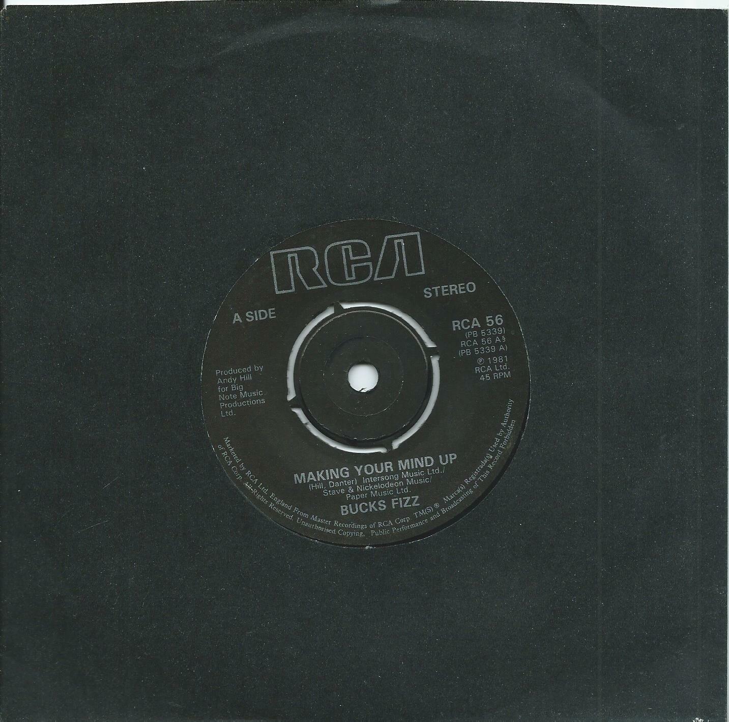 Bucks Fizz:Making your mind up/Don’t stop:UK RCA:1981