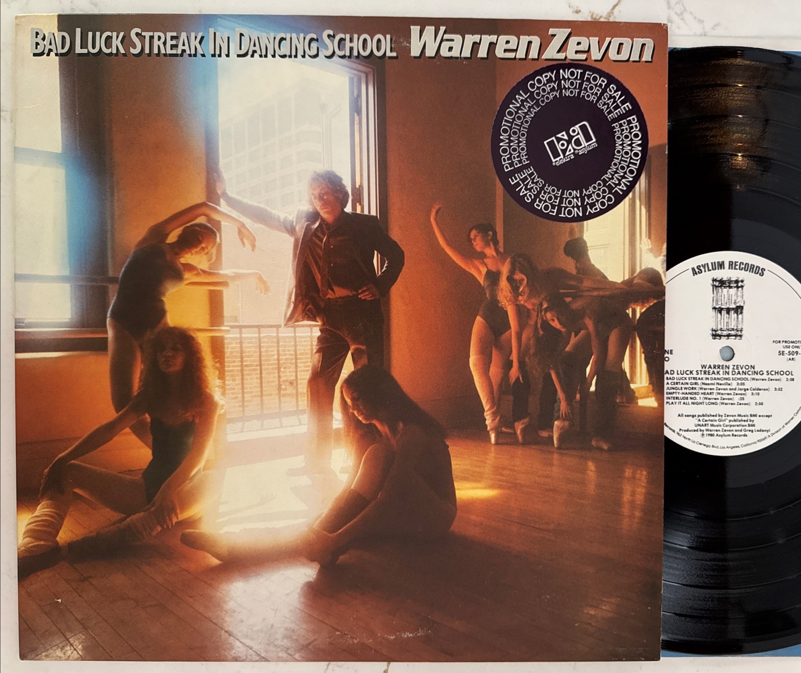 PROMO WHITE LABEL WARREN ZEVON BAD LUCK STREAK IN DANCING EX+/NM PROMO STICKER