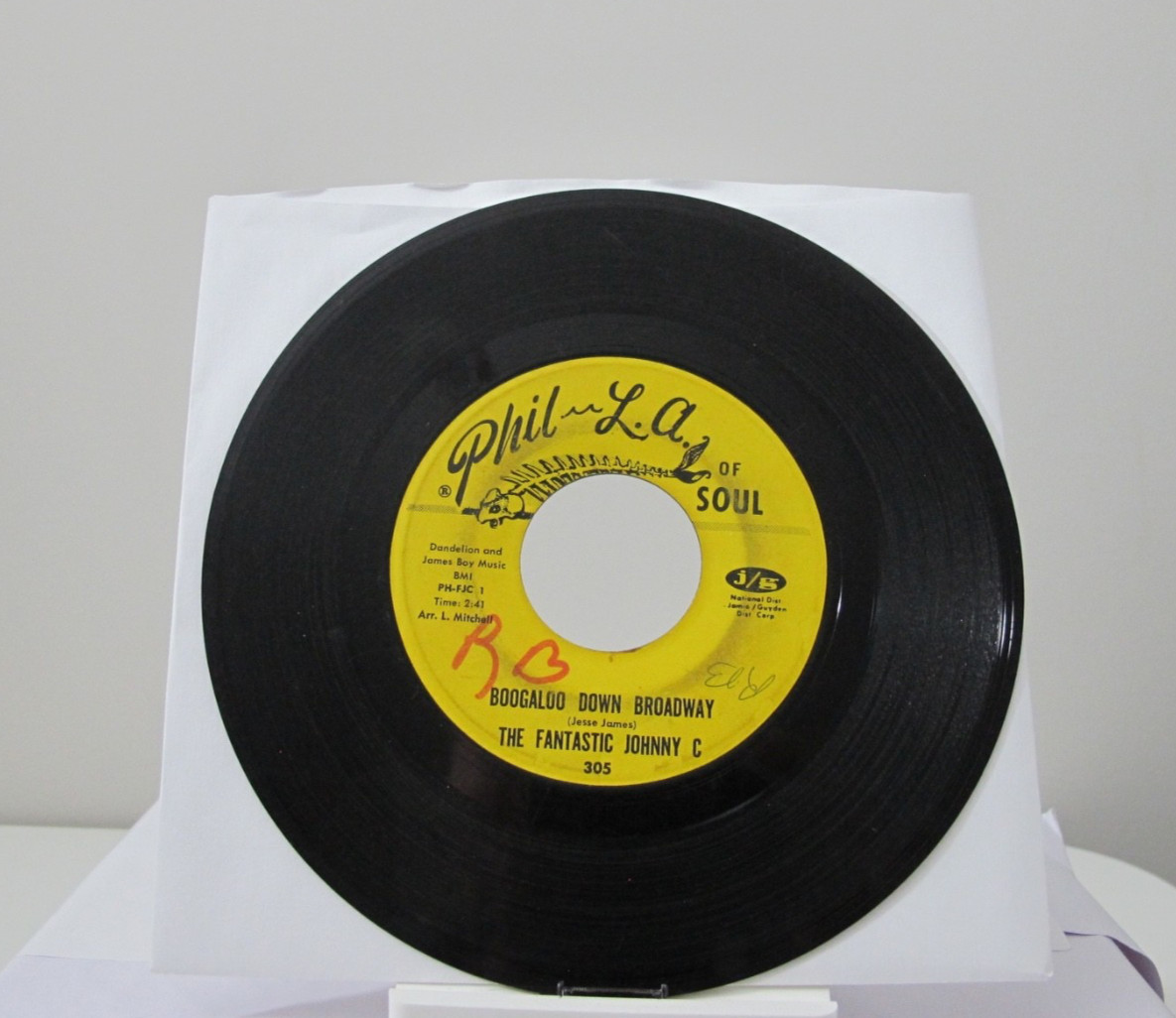 45 RECORD – THE FANTASTIC JOHNNY C – BOOGALOO DOWN BROADWAY