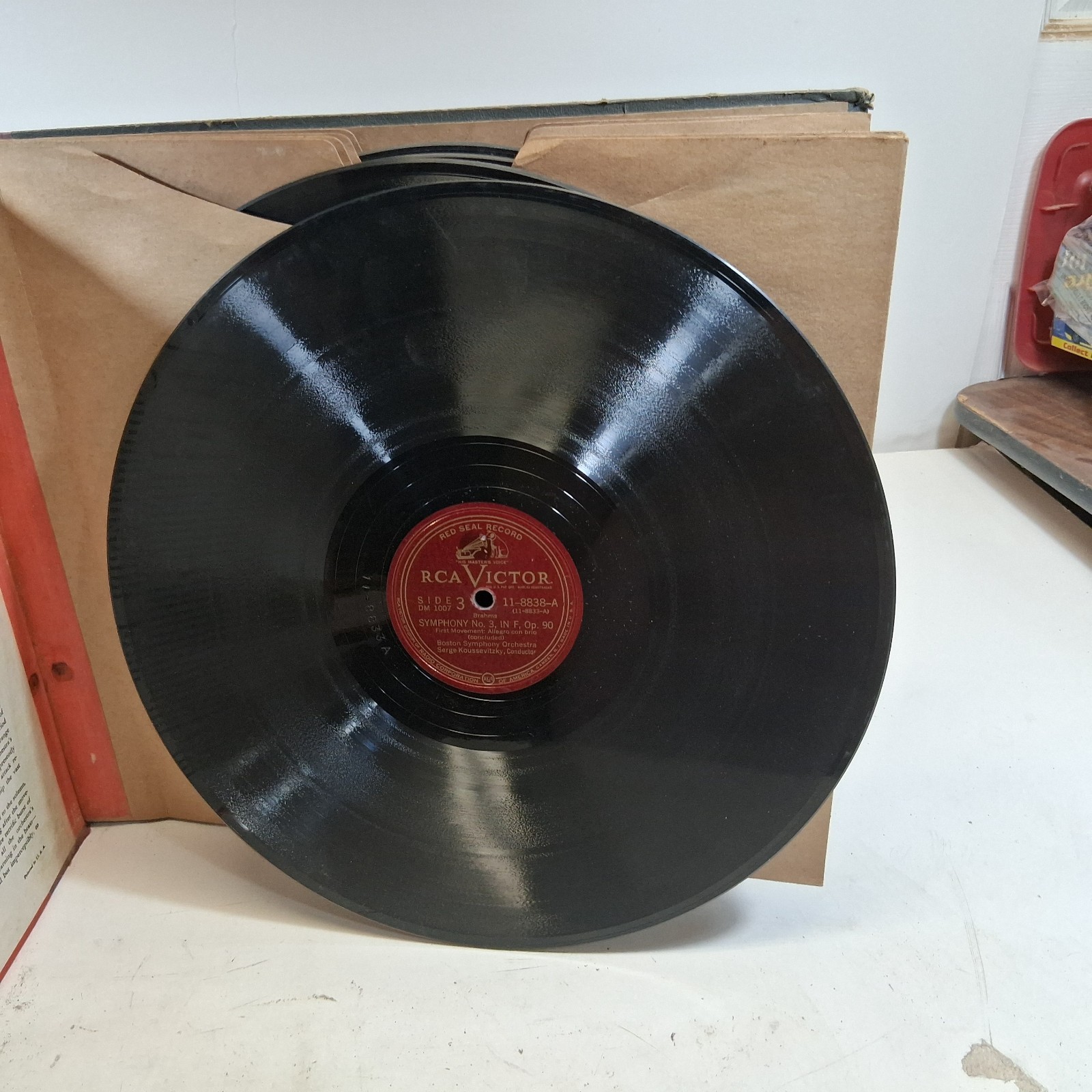 Brahms Symphony No 3 In F, Op.90 Record Vinyl 78RPM 12″ LP DM1007 Koussevitzky