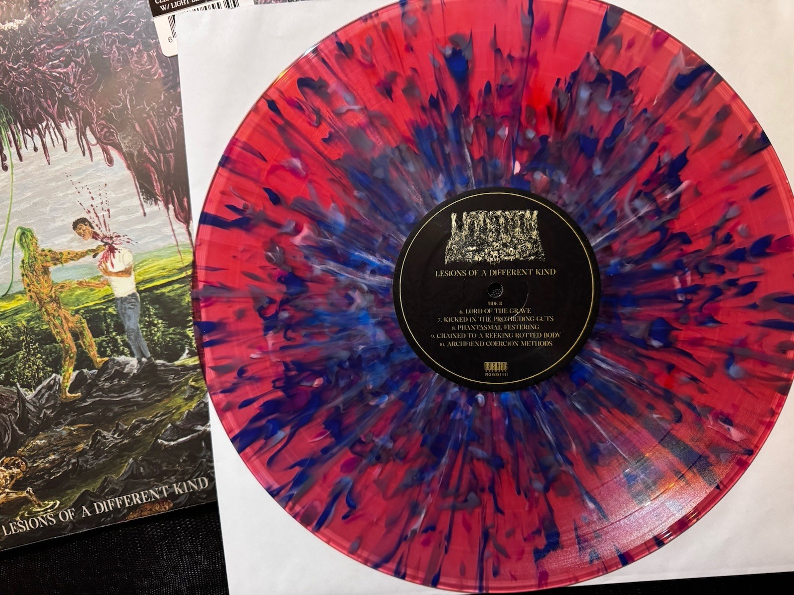 Undeath ‎– Lesions Of A Different Kind Clear Dark Red Purple w/ Light Blue