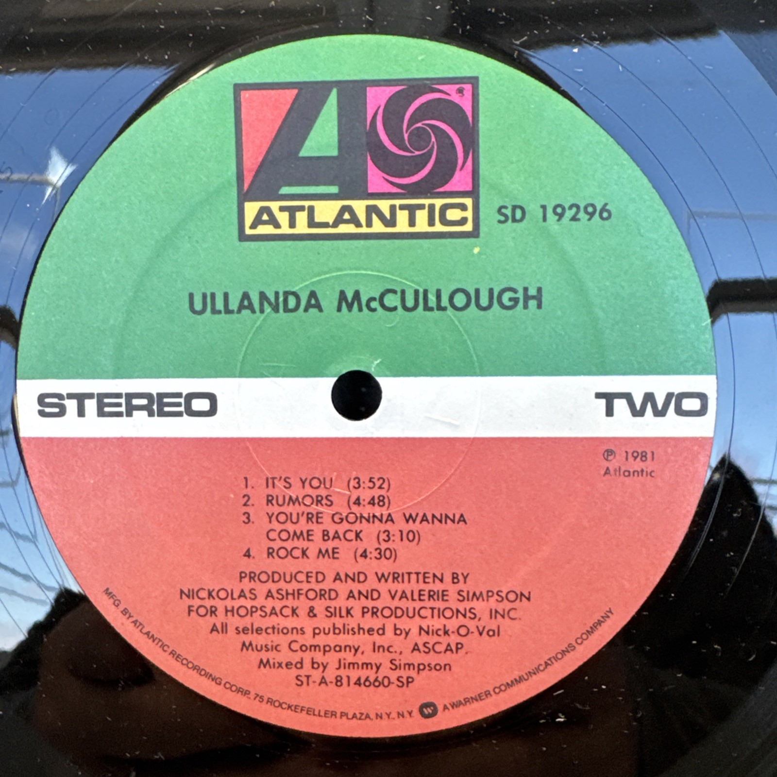 Disco ULLANDA MCCULLOUGH Ullanda McCullough ATLANTIC SD-19296 Stereo PROMO NM!