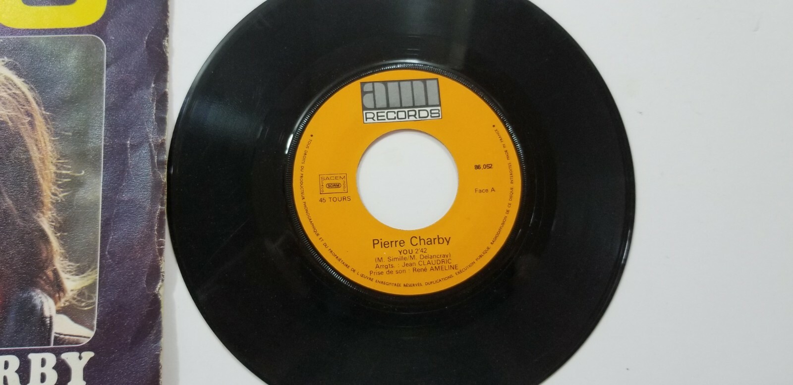 Eurovision PIERRE CHARBY YOU Vtg 1970s French Euro Press 45 Record