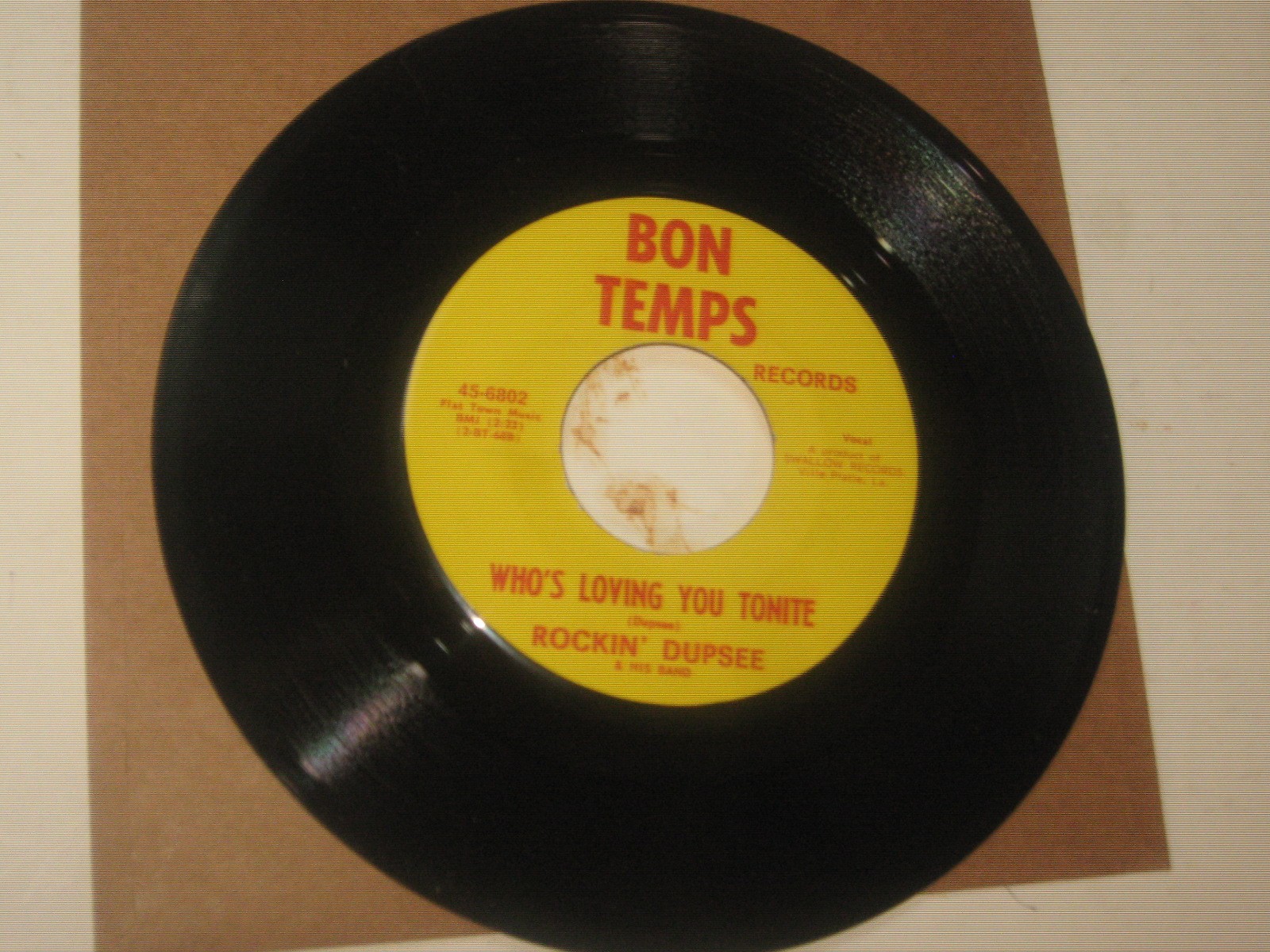 45 RPM RECORD ROCK ROLL BLUES DOO WOP WHO’S LOVING YOU TONIGHT ROCKIN DUPSEE.