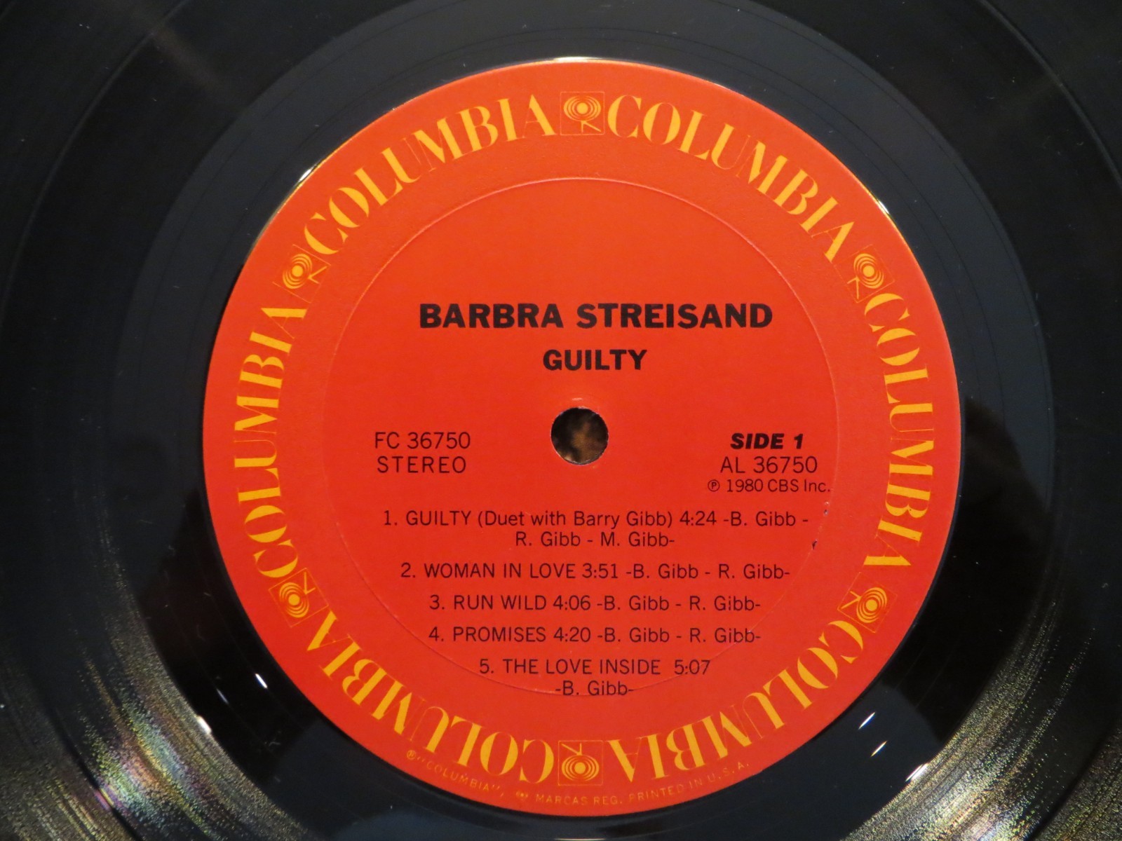 Barbra Streisand – Guilty – 1980 – Vinyl LP VG RECORD ONLY – NO COVER