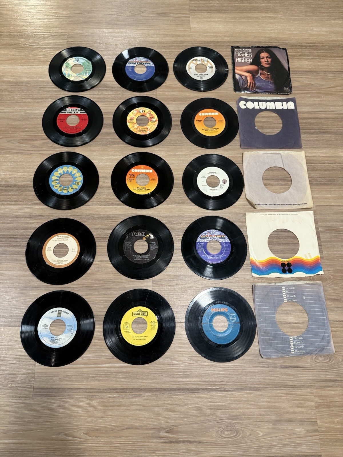 Lot of 15 Vintage Vinyl 7” Records 45 RPM 60s 70s 80s Various Artists