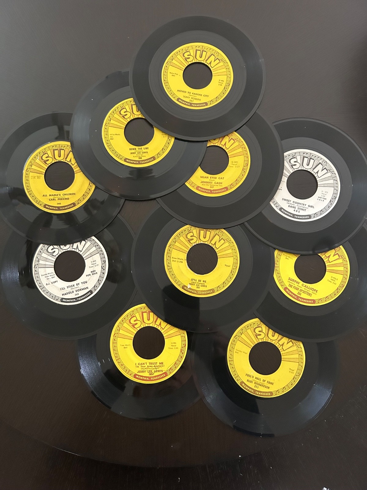 45 RPM ROCKABILLY LOT OF ( 10 ) RECORDS ON THE SUN LABLE FREE 🚐