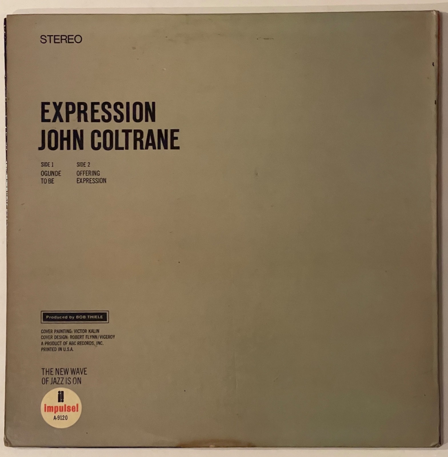 JOHN COLTRANE Expression 1967 Impulse Stereo AS-9120 Lp looks & plays EX+